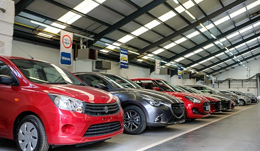 Used cars in an Invicta Motors showroom